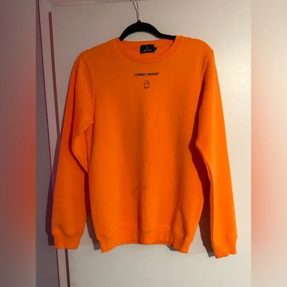 Lonely Ghost Orange Crewneck “Text me when you get home” Sweater. Size S. - Picture 2 of 6